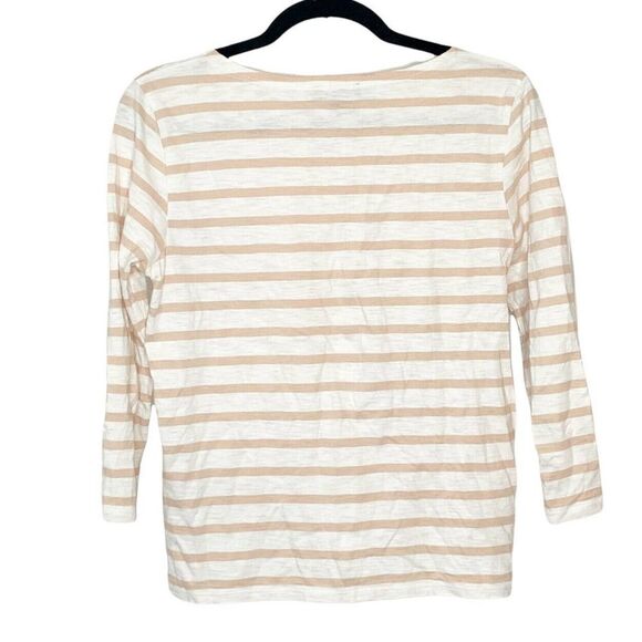 J. Crew Women’s Sequined Sailor Side Cream Tan Striped Shirt Size Small - Picture 4 of 8